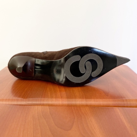 Italian Suede Brown Boots with Rhinestone Buckles Size 36 - Picture 2 of 6